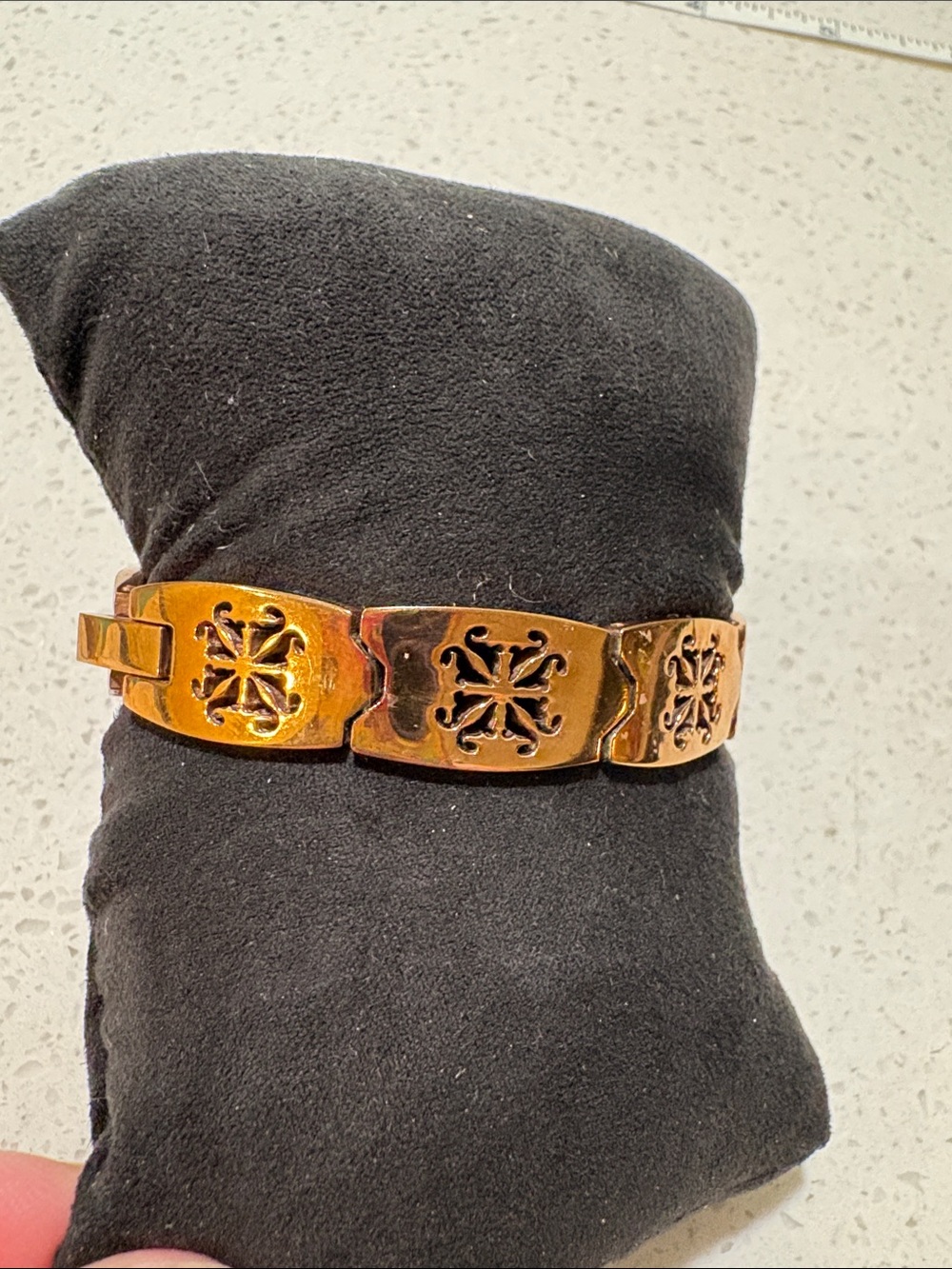 Rustic Cuff Gold Floral Cutout Link Bracelet